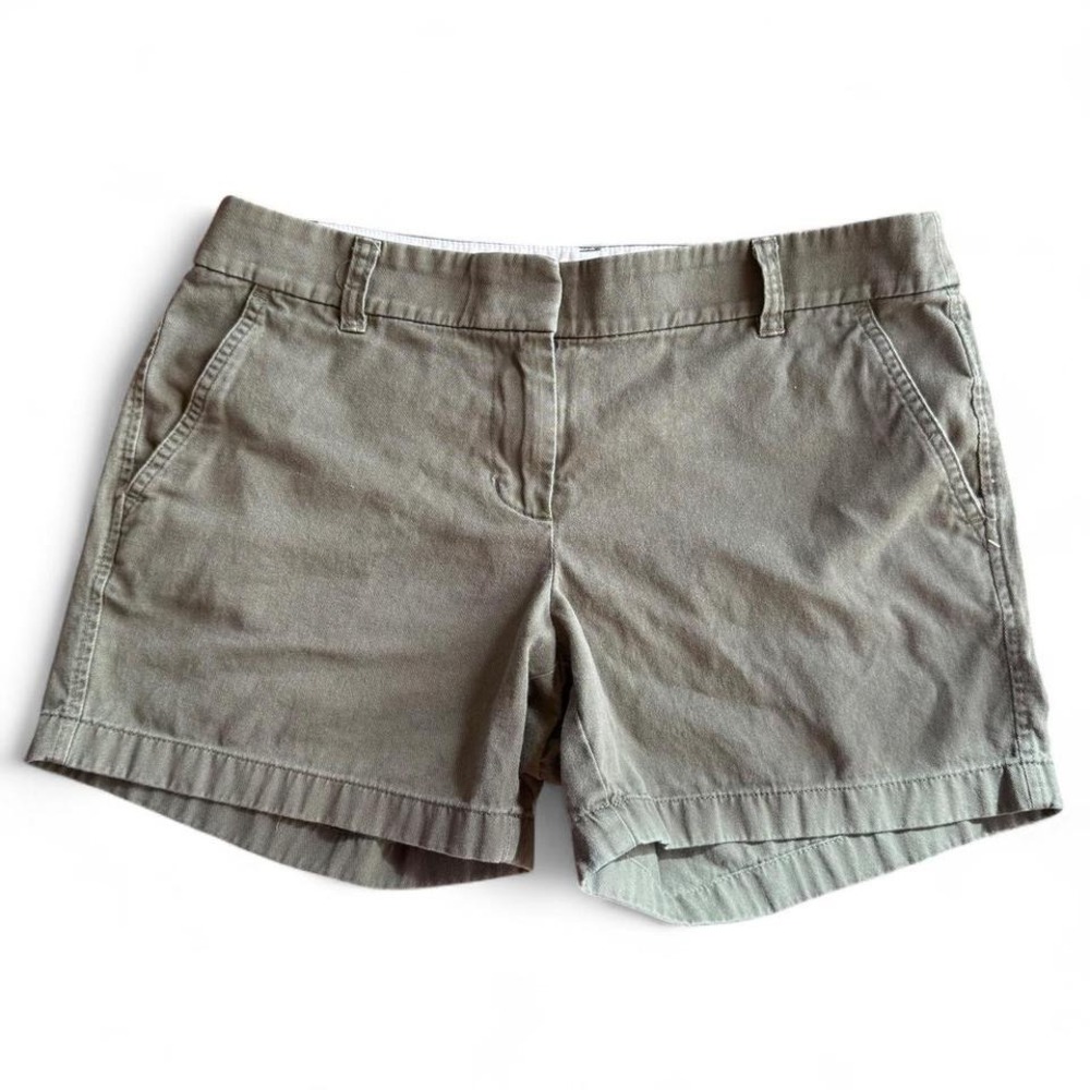J.Crew Chino Shorts Womens 6 Green Re-Imagined Cotton Twill 4 Inch Inseam Casual